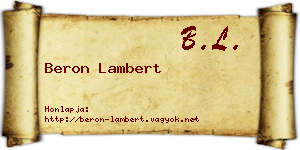 Beron Lambert névjegykártya
